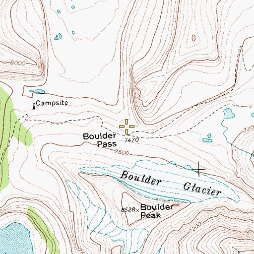Topographic Map of Boulder Pass, MT