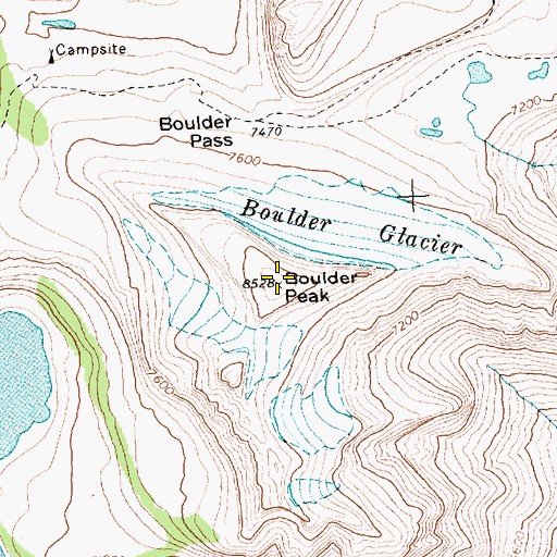 Topographic Map of Boulder Peak, MT