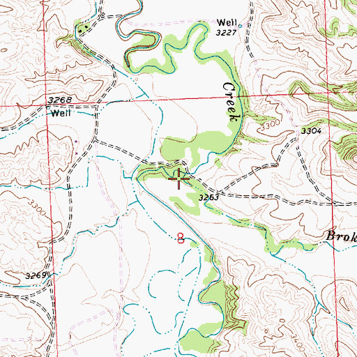 Topographic Map of Broken Leg Creek, MT