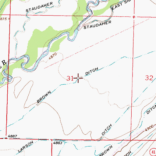 Topographic Map of Brown Ditch, MT