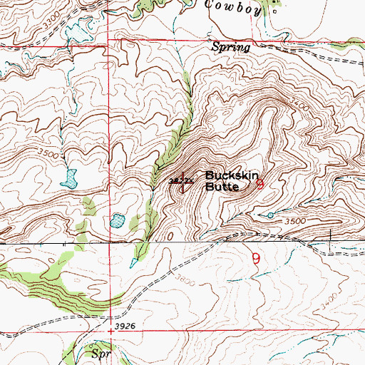 Topographic Map of Buckskin Butte, MT