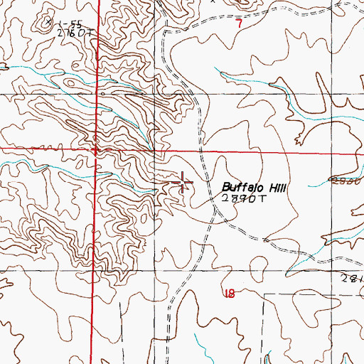 Topographic Map of Buffalo Hill, MT