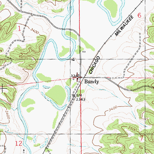Topographic Map of Bundy, MT