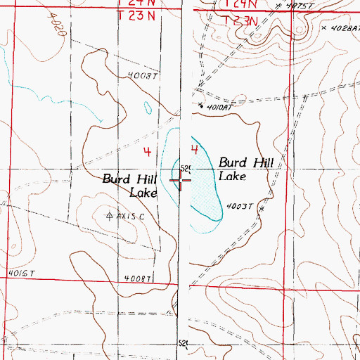 Topographic Map of Burd Hill Lake, MT