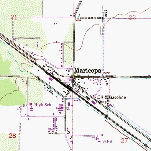 Topographic Map of Maricopa, AZ