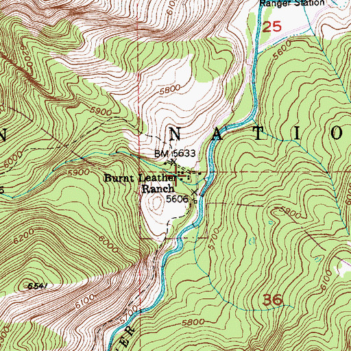 Topographic Map of Burnt Leather Ranch, MT