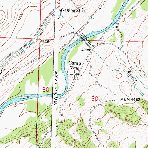 Topographic Map of Camp Nine, MT