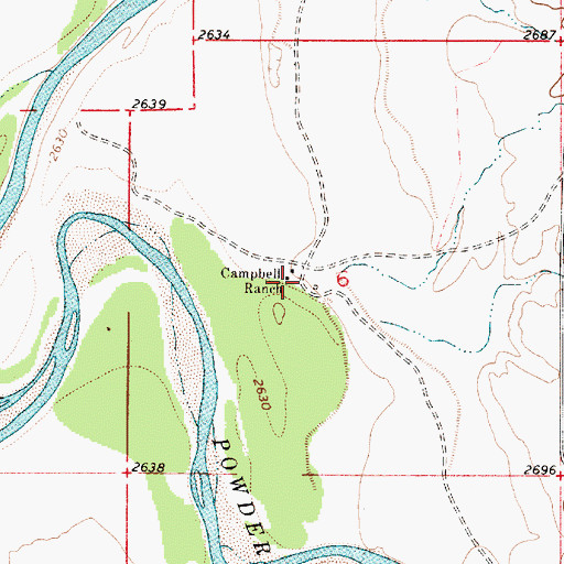 Topographic Map of Campbell Ranch, MT