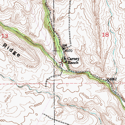Topographic Map of Carney Ranch, MT