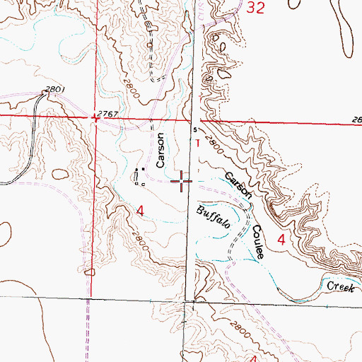 Topographic Map of Carson Coulee, MT