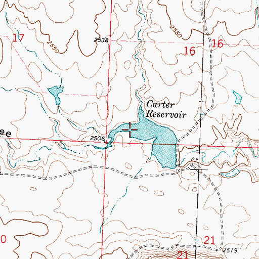 Topographic Map of Carter Reservoir, MT