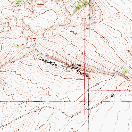 Topographic Map of Cascade Butte, MT