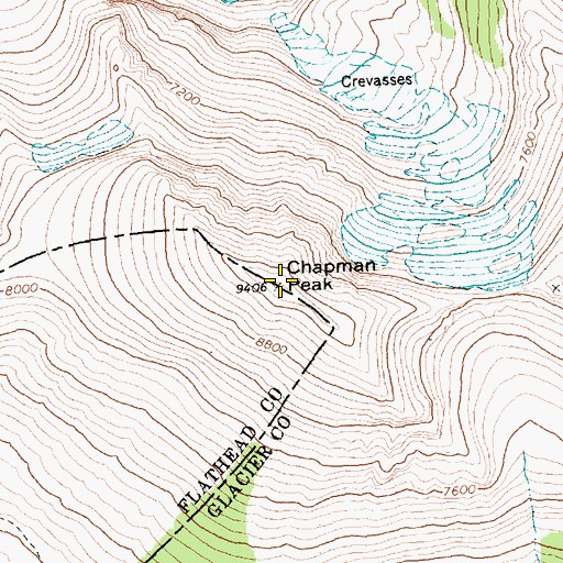 Topographic Map of Chapman Peak, MT