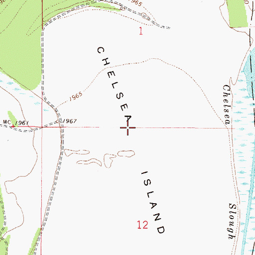 Topographic Map of Chelsea Island, MT