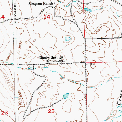 Topographic Map of Cherry Springs School (historical), MT