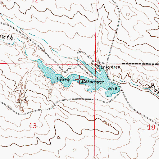 Topographic Map of Clark Reservoir, MT