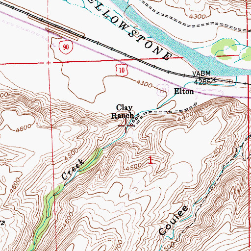 Topographic Map of Clay Ranch, MT