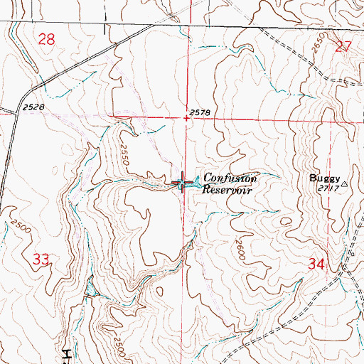 Topographic Map of Confusion Reservoir, MT