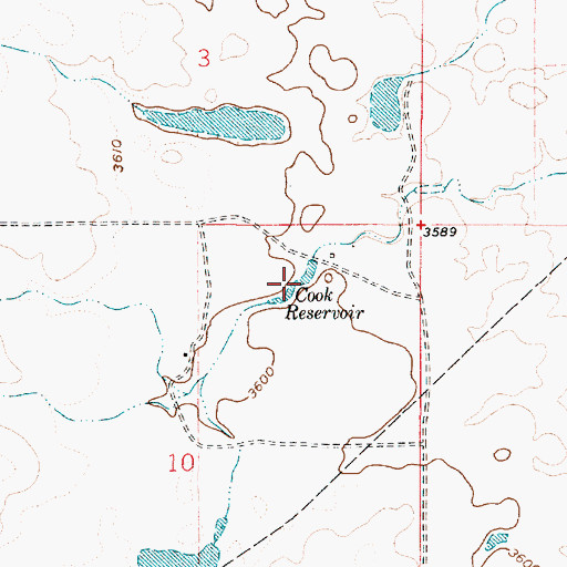 Topographic Map of Cook Reservoir, MT
