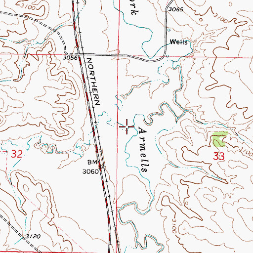 Topographic Map of Corral Creek, MT
