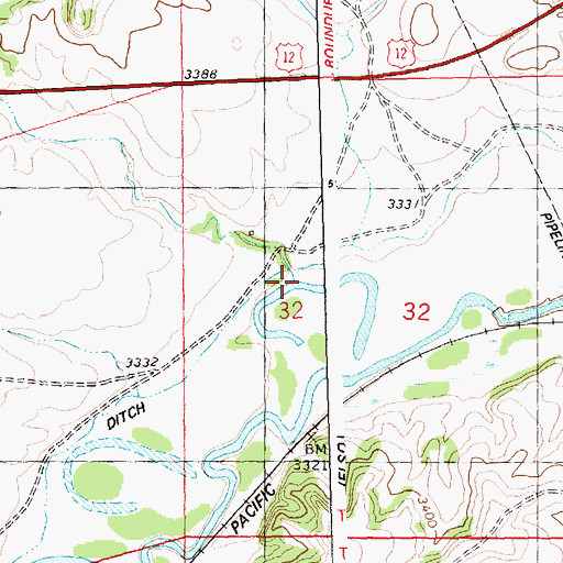 Topographic Map of Cottonwood Creek, MT