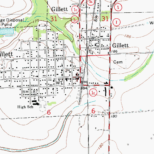 Topographic Map of Gillett, AR