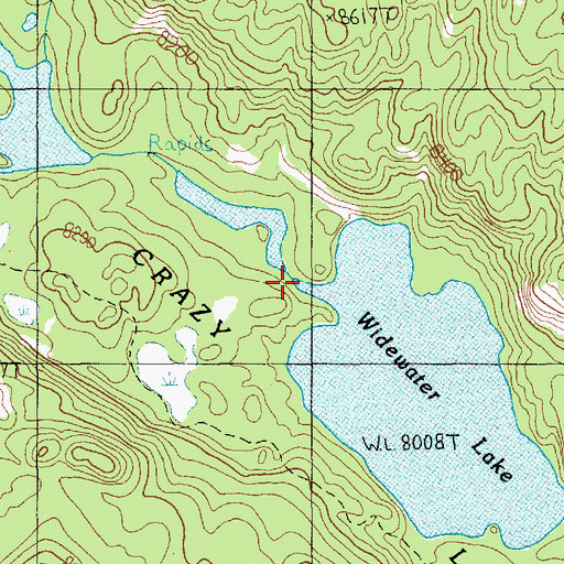 Topographic Map of Crazy Lakes, MT