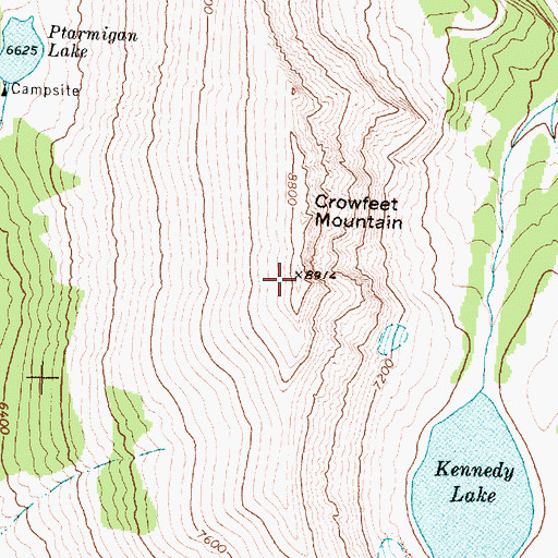 Topographic Map of Crowfeet Mountain, MT