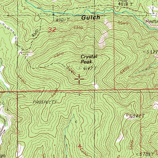 Topographic Map of Crystal Peak, MT