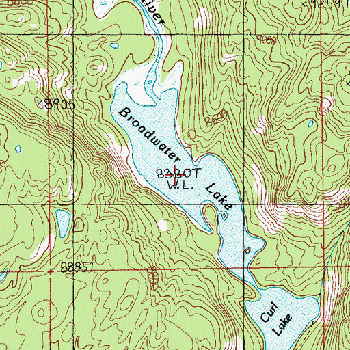 Topographic Map of Curl Lake, MT