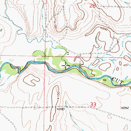 Topographic Map of Cut Bank John Coulee, MT
