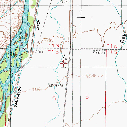 Topographic Map of Darlington Brothers Ranch, MT