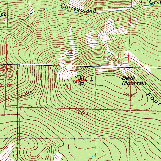 Topographic Map of Devil Mountain, MT