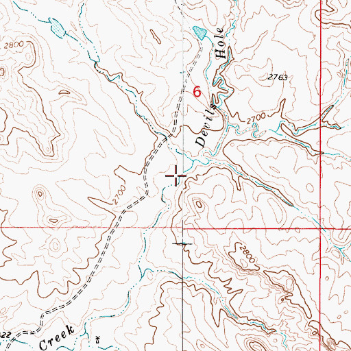Topographic Map of Devils Hole Creek, MT