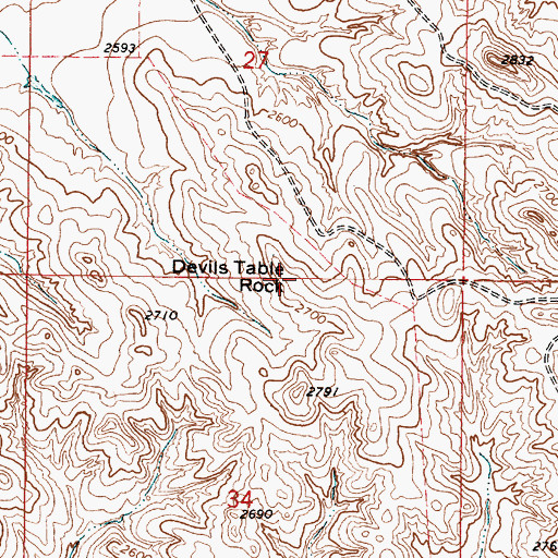 Topographic Map of Devils Table Rock, MT