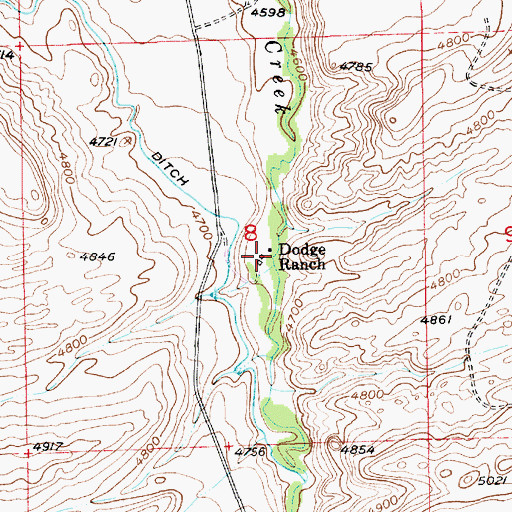 Topographic Map of Dodge Ranch, MT