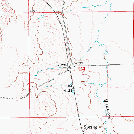 Topographic Map of Dover, MT