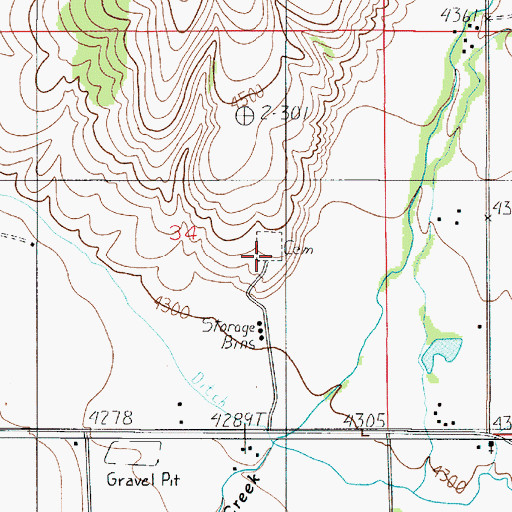 Topographic Map of Dry Creek Cemetery, MT