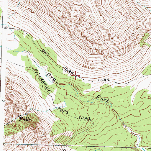 Topographic Map of Dry Fork Trail, MT