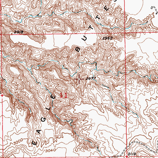 Topographic Map of Eagle Buttes, MT