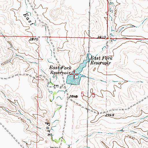 Topographic Map of East Fork Reservoir, MT