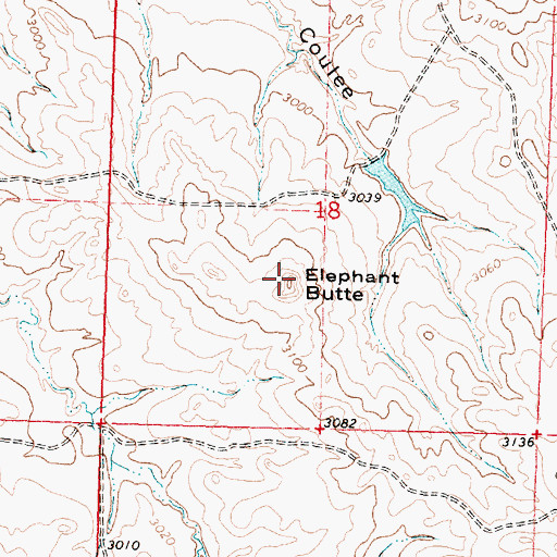 Topographic Map of Elephant Butte, MT