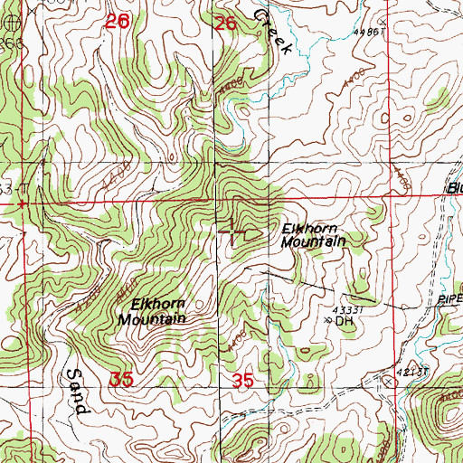 Topographic Map of Elkhorn Mountain, MT