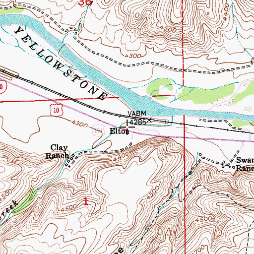 Topographic Map of Elton, MT