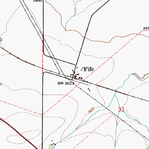 Topographic Map of Fife, MT