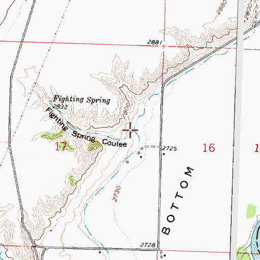 Topographic Map of Fighting Spring Coulee, MT
