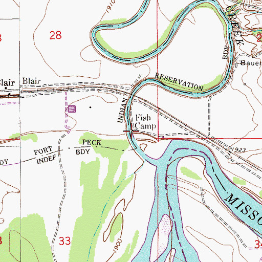 Topographic Map of Fish Camp, MT