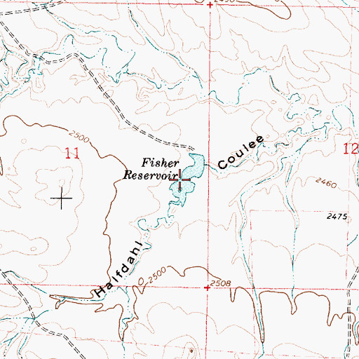 Topographic Map of Fisher Reservoir, MT