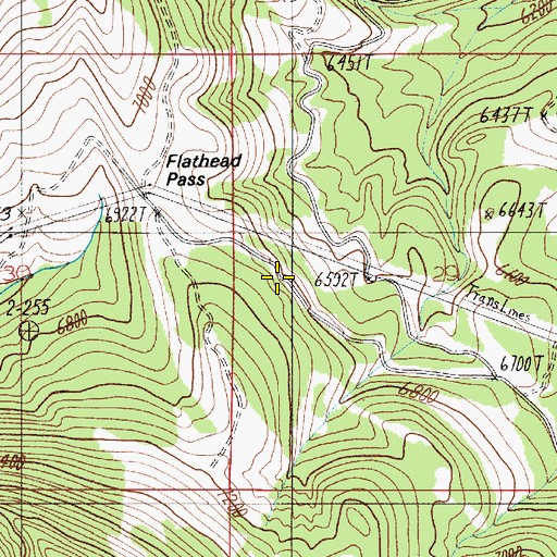 Topographic Map of Flathead Pass, MT