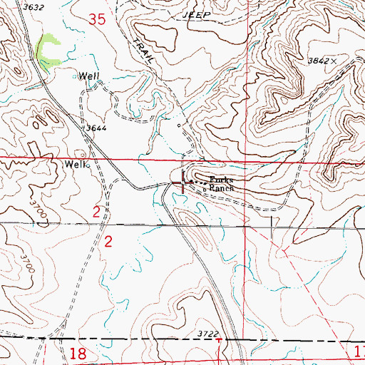 Topographic Map of Forks Ranch, MT